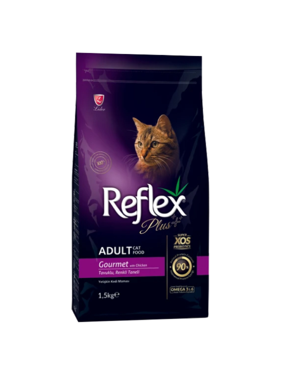 Товар: Reflex plus для взрослых кошек Gourmet с курицей 1.5кг