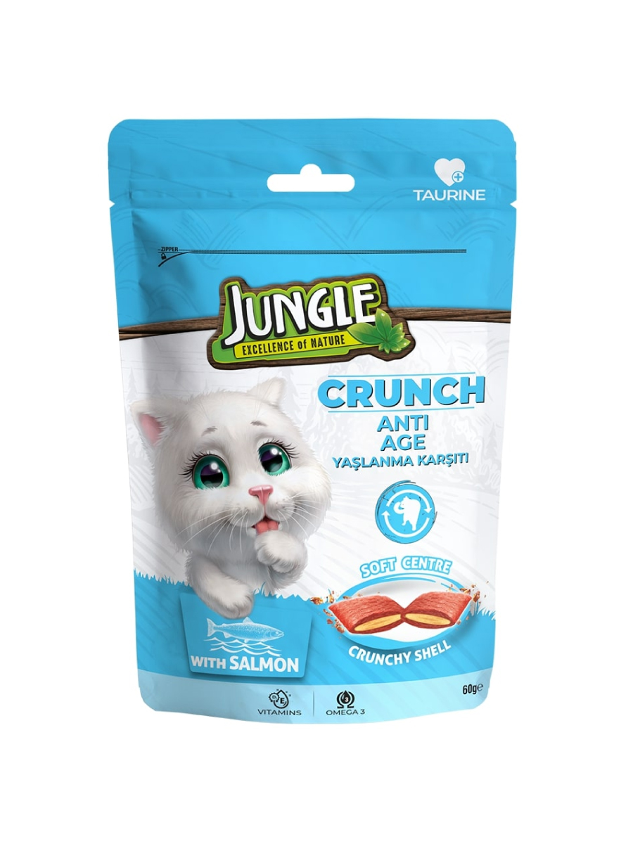 Товар: Jungle Crunch Anti Age лакомства для кошек - Подушечки с лососем 60г