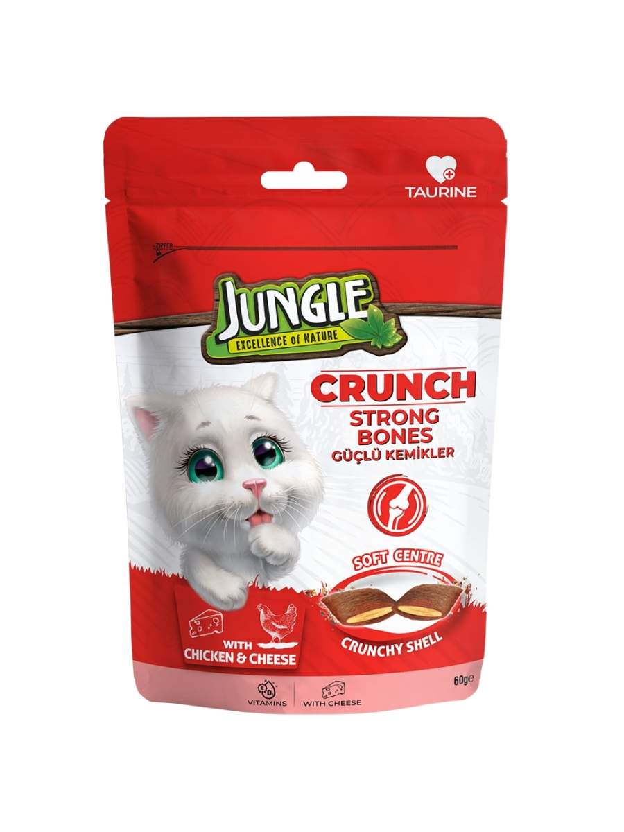 Товар: Jungle Crunch Anti Age лакомства для кошек - Подушечки с курицей и сыром 60г