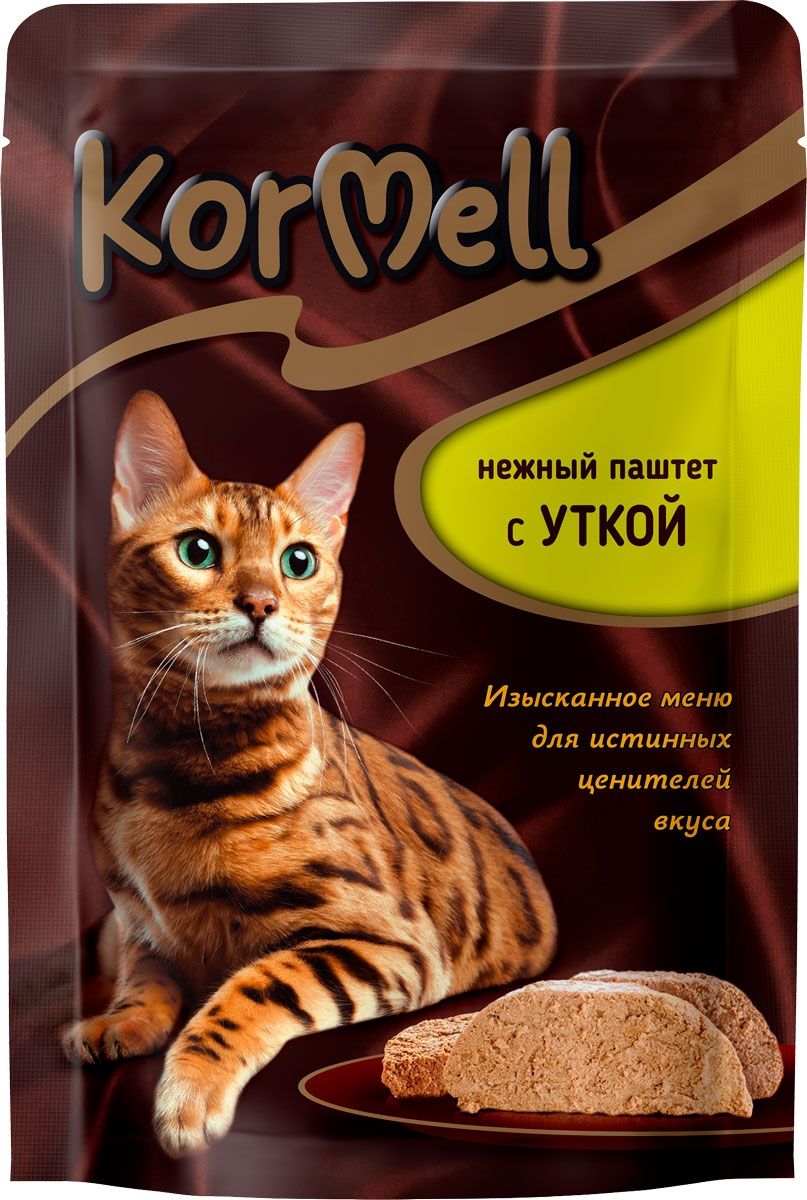Товар: Влажный корм для кошек \"Kormell\" нежный паштет с уткой 75гр